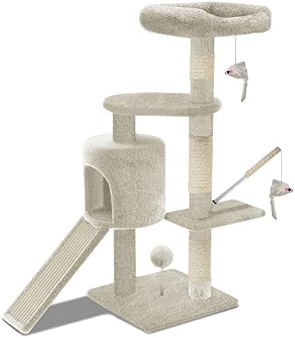 Arbre à Chat Multifonction avec Griffoirs, Beige, 112cm