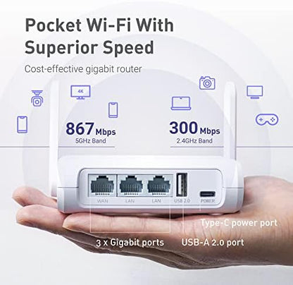 GL.iNet Routeur WiFi de Voyage Sécurisé GL-SFT1200, Double Bande AC1200, Gigabit Ethernet