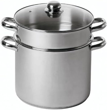 Baumalu Couscoussier Induction, Acier Inox, Ø24cm, 9L, Couvercle Verre
