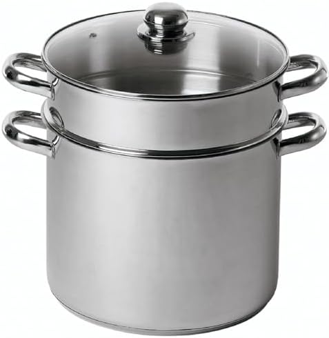 Baumalu Couscoussier Induction, Acier Inox, Ø24cm, 9L, Couvercle Verre