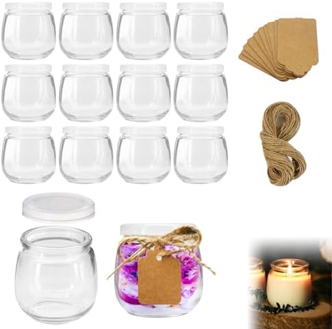 Pots à Dessert Étanches Petit pot en verre, 200ml, Lot de 12