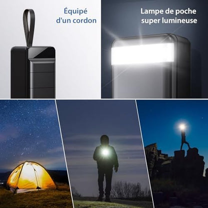 Batterie Externe 50000mAh avec Charge Rapide, Écran LED et Lampe de Poche