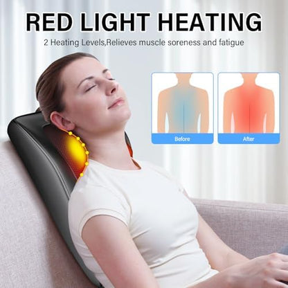 Masseur Cervical 3D avec Coussin Chauffant, 3 Vitesses Réglables et Modes Multiples