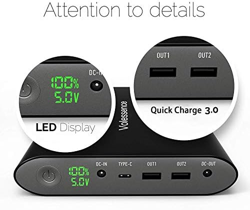 Batterie Externe 50000mAh avec Charge Rapide, Aluminium Noir