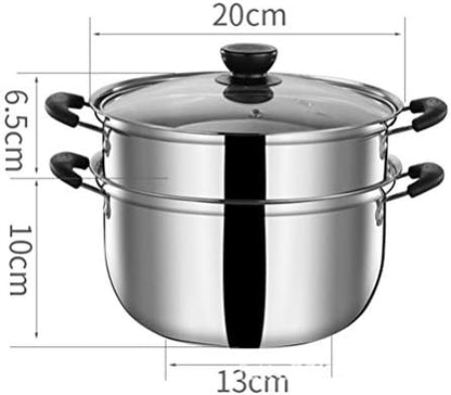 Marmite en Acier Inoxydable 3L Couscoussier Induction, Argent