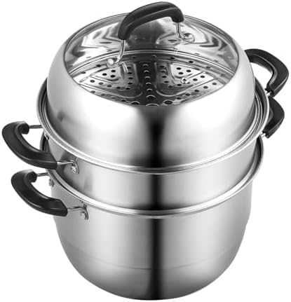 VEVOR Cuiseur Vapeur à Induction, Couscoussier 28 cm, Acier Inoxydable, 8L, Couvercle en Verre