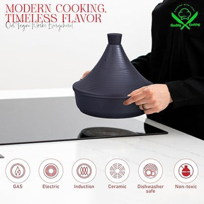 INTIGNIS Tajine Marocain 28 cm, Couvercle Auto-Arrosant, Induction, 4.2L, Antiadhésif