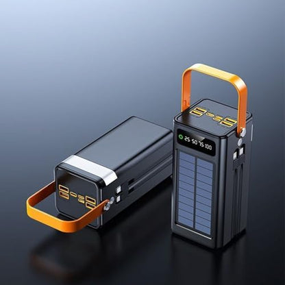Chargeur Solaire Portable Batterie Externe 50000mAh, Noir, 4 Sorties LED