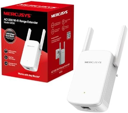 MERCUSYS Répéteur WiFi AC1200 ME30, Amplificateur Bi-Bande, Antennes Réglables, Port Gigabit