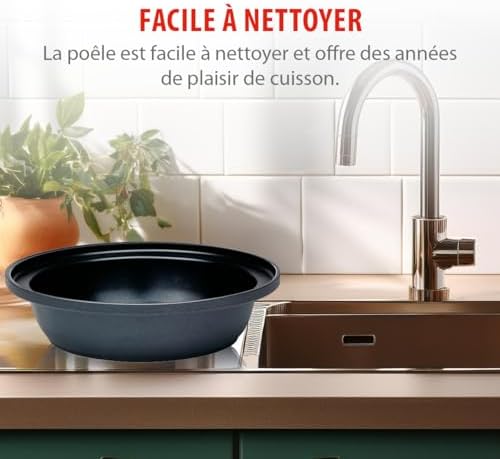 Tajine Couscoussier Induction 2,5L, Couvercle Céramique Ø30cm, Noir