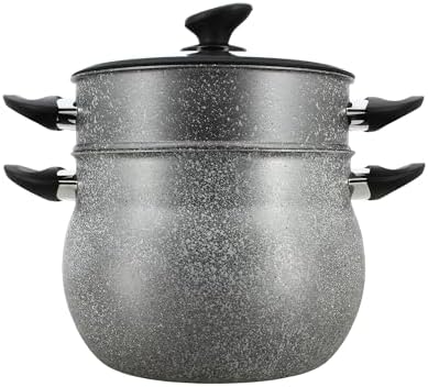 MENASTYL Couscoussier 9L Aluminium Effet Marbre, Compatible Induction et Lave-vaisselle