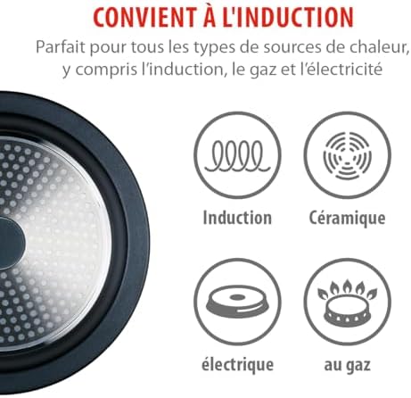 Tajine Couscoussier Induction 2,5L, Couvercle Céramique Ø30cm, Noir