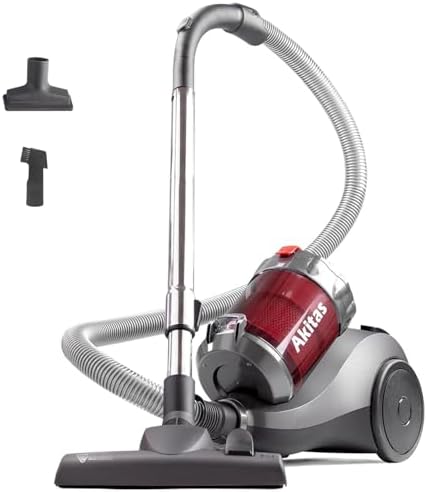 Akitas Aspirateur sans Sac 800W, Brosse 2-en-1 Allemande, 2.5L, Gris