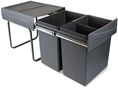 Emuca Poubelles de Recyclage Amovibles, Modèle 8199423, 40L, Gris Anthracite