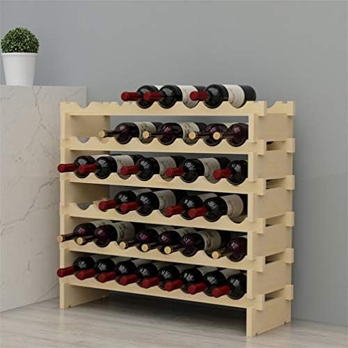 Casier à Vin en Bois Range Bouteille Vin, 6 Étagères, Naturel