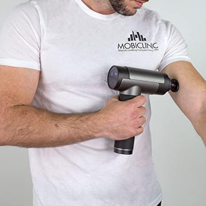 Mobiclinic Pistolet de Massage Musculaire, Écran LCD, 6 Têtes, 30 Niveaux d'Intensité