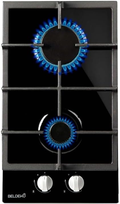 Plaque Induction 2 Feux, Verre Noir, Puissance 4000W, Gaz Naturel
