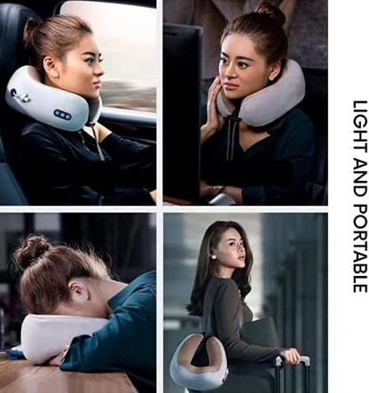 Coussin de Massage Électrique Rechargeable USB Masseur Cervical Brun