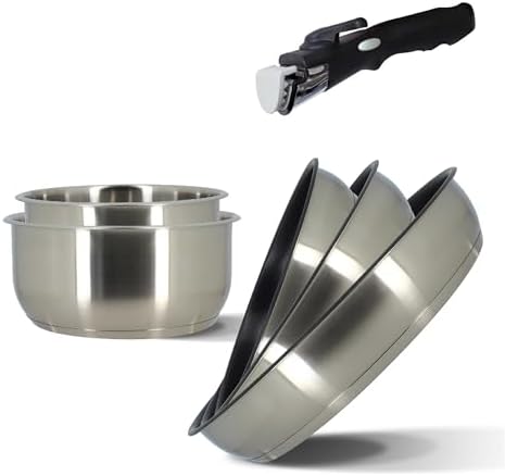Batterie de Cuisine Amovible en Acier Inoxydable, 6 Pièces, Tous Feux Induction