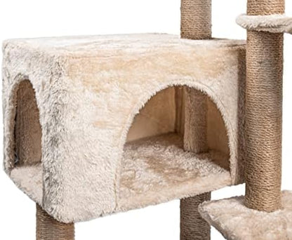 Tour de Jeux pour Chats 145 cm Arbre à Chat, Gris avec 7 Griffoirs