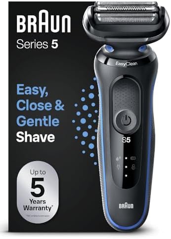 Braun Rasoir Électrique Homme Series 5 51-B1000s, Étanche, Sans Fil, 3 Lames Flexibles