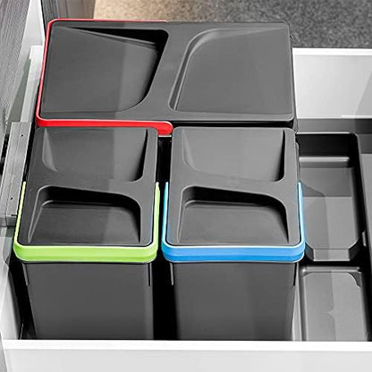 Emuca Poubelles de Tri pour Tiroir de Cuisine, Modèle Recycle, 2x15L + 2x7L, Plastique Gris Anthracite