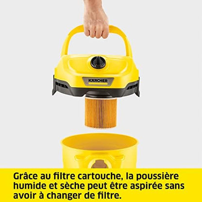 Kärcher Aspirateur Eau et Poussières WD 2 Plus, 1000 W, Cuve PVC 12L, Jaune