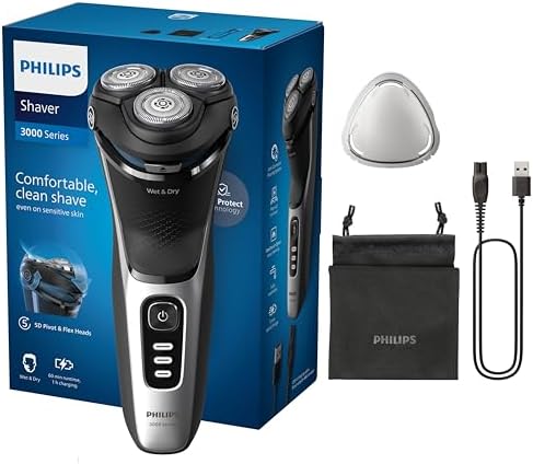 Philips Rasoir Électrique Homme Series 3000 S3241/12, Wet & Dry, Noir