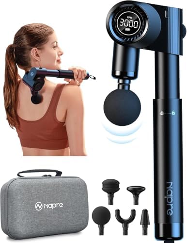 Pistolet de Massage Musculaire avec Poignée Métallique Extensible, 32 Vitesses