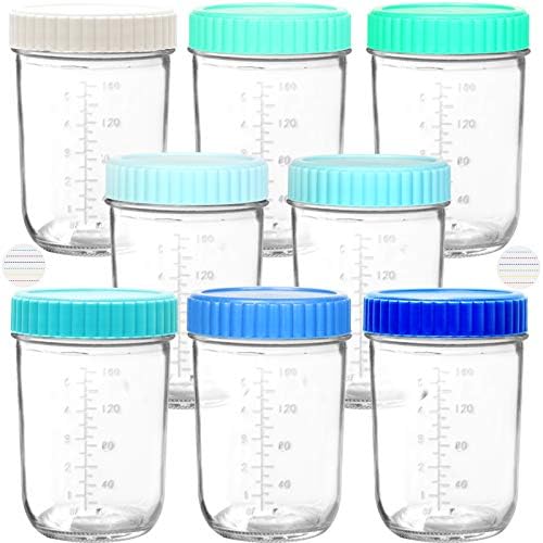 Lot de 8 Petits Pots en Verre 250ML, Hermétiques et Multicolores