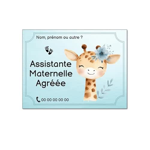 Plaque Assistante Maternelle - Modèle Girafe - Aluminium 15x20cm