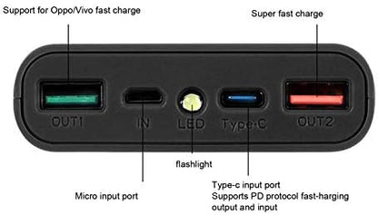Boîtier DIY Batterie Externe 50000mAh, Charge Rapide 22.5W avec Lampe LED