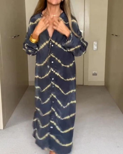 BOMEA - ROBE LONGUE BOHÈME À RAYURES ET MANCHES LONGUES