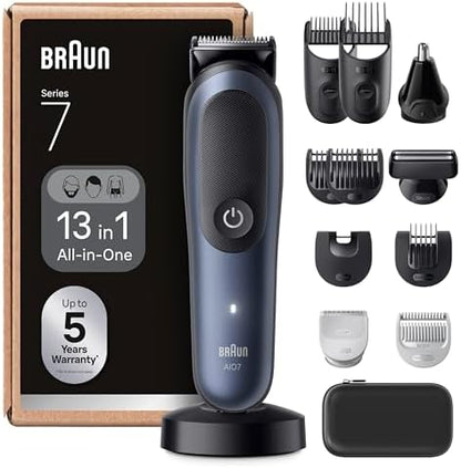 Braun Tondeuse Électrique Tout-En-Un Series 7 AIO7565, Kit 13-En-1, Bleu