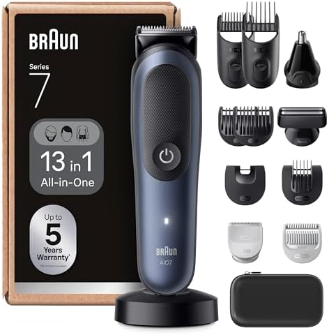 Braun Tondeuse Électrique Tout-En-Un Series 7 AIO7565, Kit 13-En-1, Bleu
