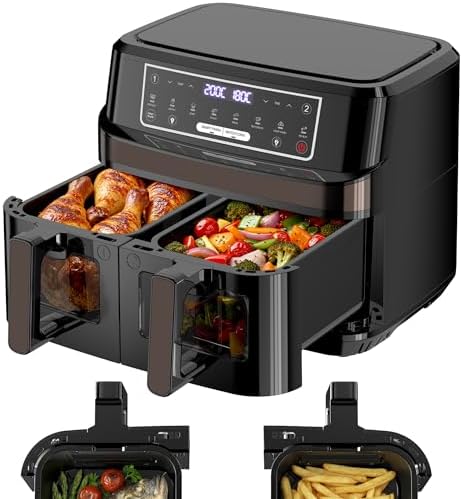 Friteuse à air chaud 10L avec deux paniers et cuisson intelligente