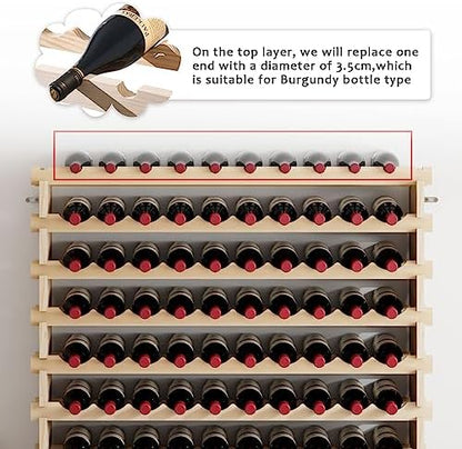 Casier à Vin en Bois Non Traité, Range Bouteille Vin, 12 Étages, Naturel