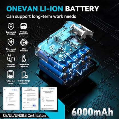 ONEVAN Souffleur de Feuilles Turbo, Modèle sans Fil, 576 km/h, 2 Batteries 6.0Ah