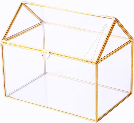 Terrarium Géométrique en Verre - Forme de Maison - Couvercle Basculant