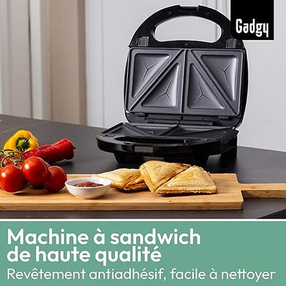 Gadgy Appareil à Croque Monsieur 3 en 1 GG0839, Plaques Détachables, Noir