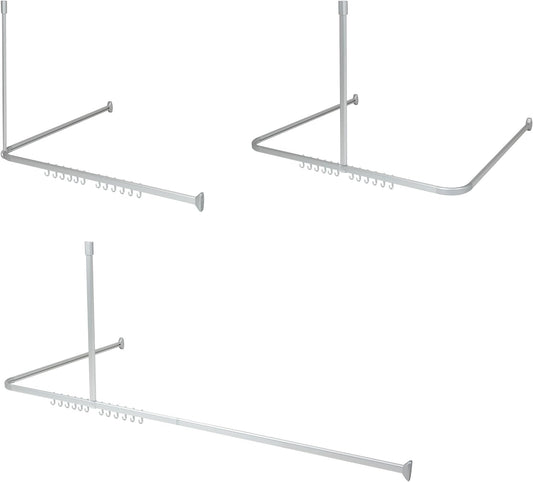 Barre de Douche Angle - Longueur Adaptable - Acier Inoxydable