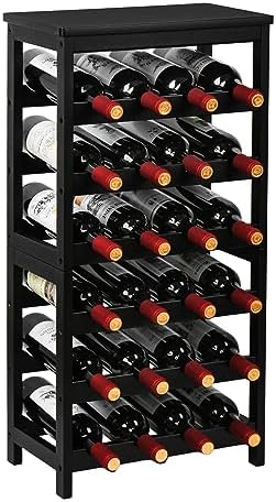 Étagère à Vin en Bambou Range Bouteille Vin, 24 Bouteilles, Noir