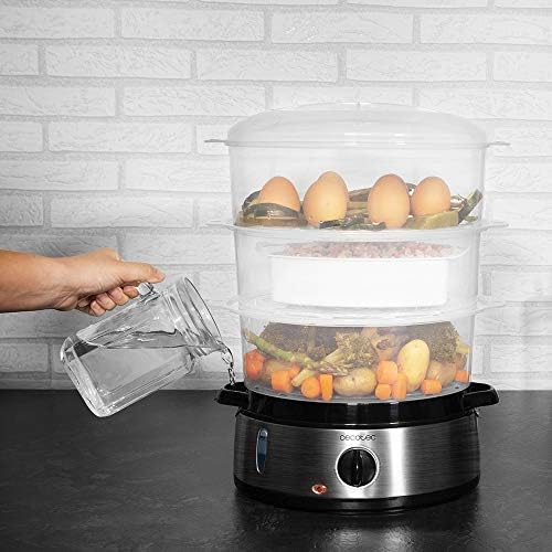 Cecotec Cuiseur à Vapeur Électrique Vapovita 3000 INOX, 800 W, 3 Paniers, Minuterie 60 Min