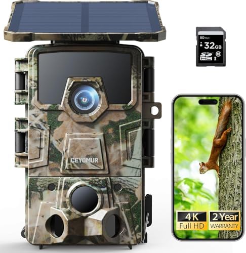 Caméra de Chasse Solaire 4K 60MP, Vision Nocturne, Étanche IP66