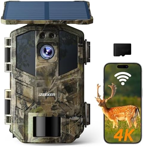 Caméra de Chasse Solaire 4K 64MP, Vision Nocturne, Étanche IP66