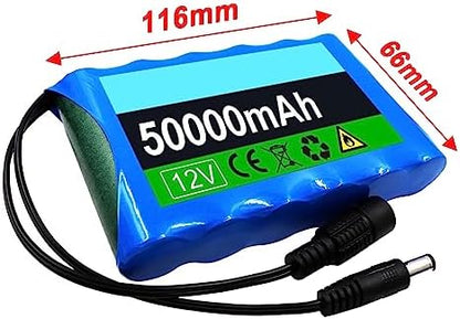 Batterie Externe 50000mAh 12V Rechargeable avec BMS Intégré et Chargeur DC