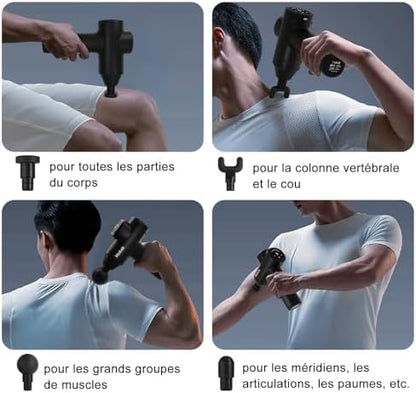 Pistolet de Massage 5 Vitesses Silencieux, Appareil Portable pour Détente Musculaire