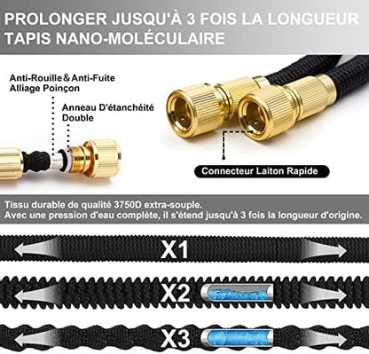 Tuyau d'Arrosage Extensible 15m, Flexible et Léger, Noir