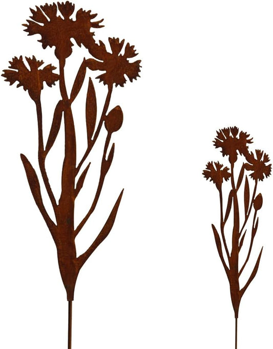 Piquets de Jardin en Métal Rouillé - Lot de 2 - Décoration Extérieure