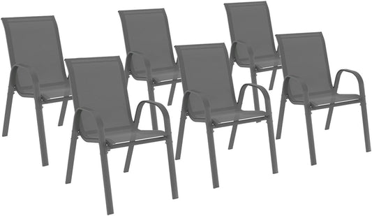 Chaises de Jardin Empilables - Métal et Textilène - Gris Anthracite